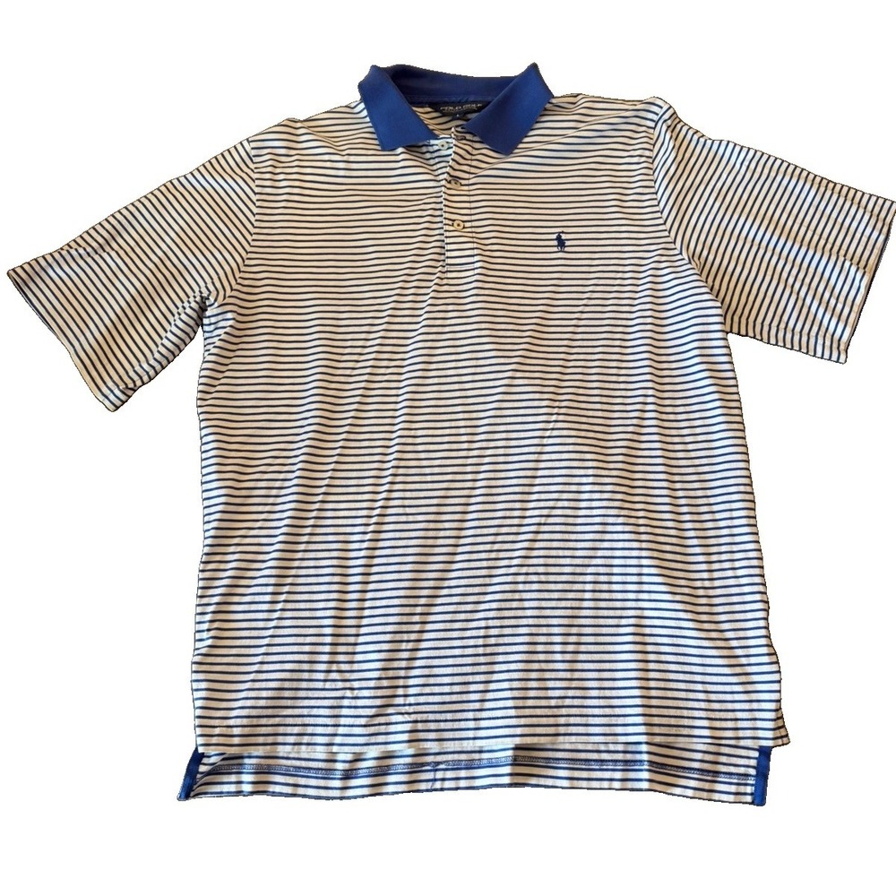 Vintage Polo Golf Ralph Lauren Men's L Striped Single Stitch Cotton Polo Shirt